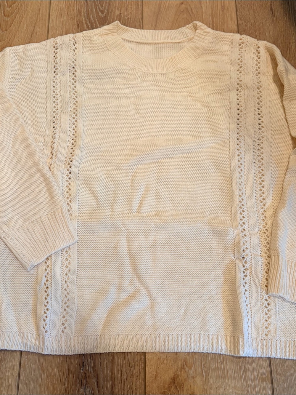 SHEIN Cream Pointelle Knit Sweater XS NWT